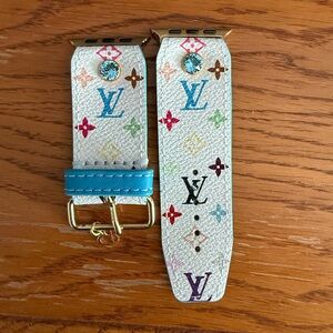 DITM authentic upcycled white LV multicolor mini Apple Watch band